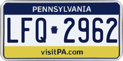 PA license plate LFQ2962