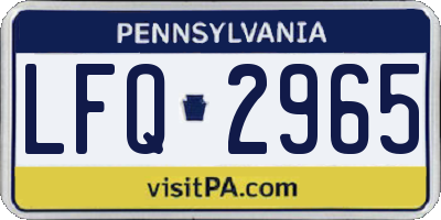 PA license plate LFQ2965