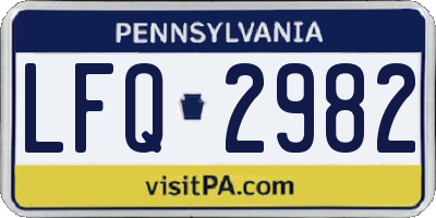 PA license plate LFQ2982