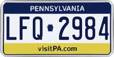PA license plate LFQ2984