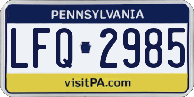 PA license plate LFQ2985
