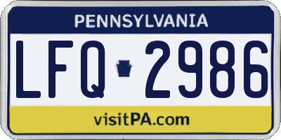 PA license plate LFQ2986
