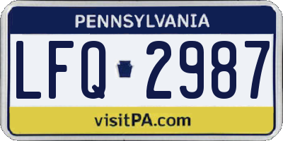 PA license plate LFQ2987
