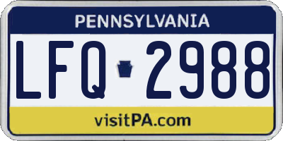 PA license plate LFQ2988