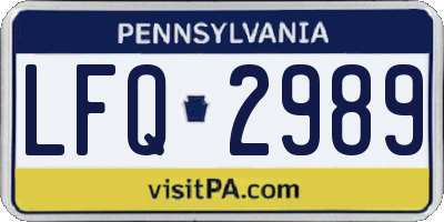PA license plate LFQ2989