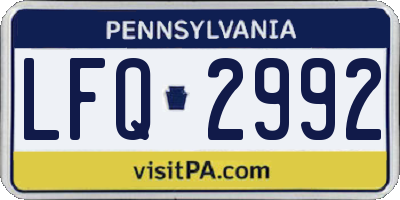 PA license plate LFQ2992