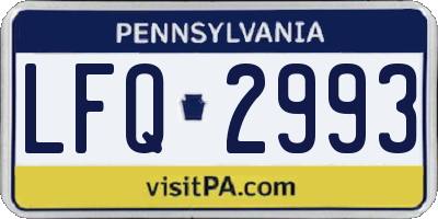 PA license plate LFQ2993