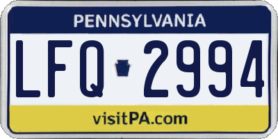 PA license plate LFQ2994