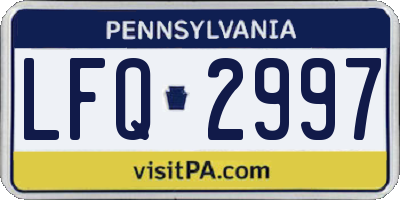 PA license plate LFQ2997
