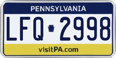 PA license plate LFQ2998