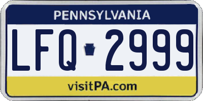 PA license plate LFQ2999