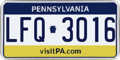 PA license plate LFQ3016