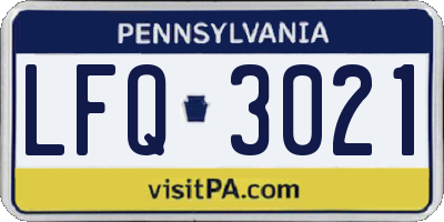 PA license plate LFQ3021