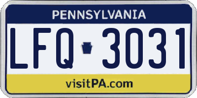 PA license plate LFQ3031