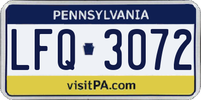 PA license plate LFQ3072