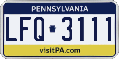 PA license plate LFQ3111