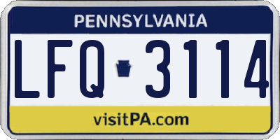 PA license plate LFQ3114