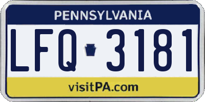 PA license plate LFQ3181