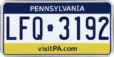 PA license plate LFQ3192