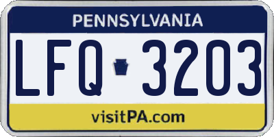 PA license plate LFQ3203