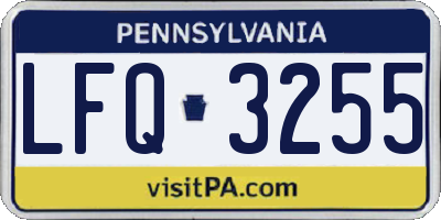 PA license plate LFQ3255