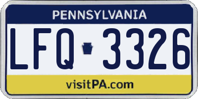 PA license plate LFQ3326