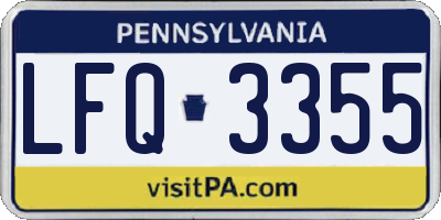 PA license plate LFQ3355