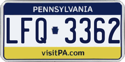 PA license plate LFQ3362