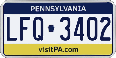 PA license plate LFQ3402