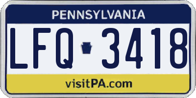 PA license plate LFQ3418