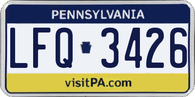 PA license plate LFQ3426