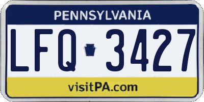 PA license plate LFQ3427