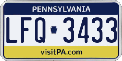 PA license plate LFQ3433