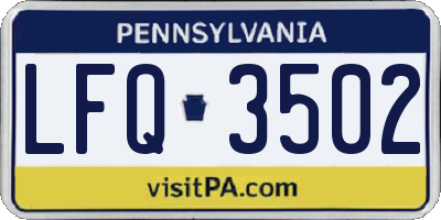 PA license plate LFQ3502