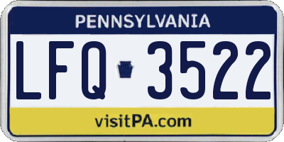 PA license plate LFQ3522
