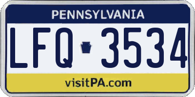 PA license plate LFQ3534