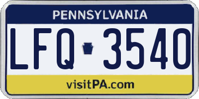 PA license plate LFQ3540