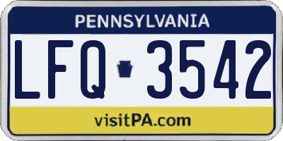 PA license plate LFQ3542