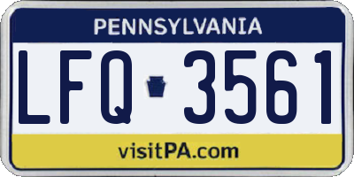 PA license plate LFQ3561