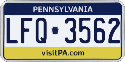 PA license plate LFQ3562