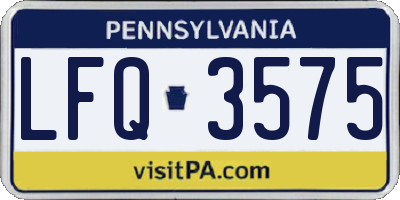 PA license plate LFQ3575