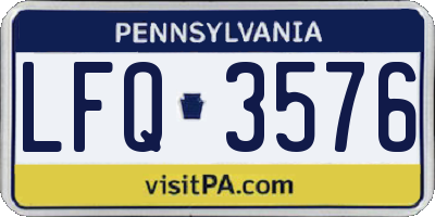PA license plate LFQ3576