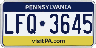 PA license plate LFQ3645