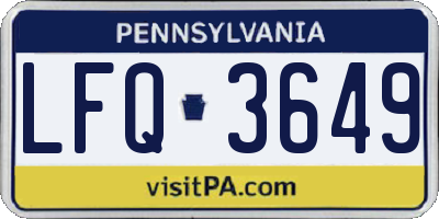 PA license plate LFQ3649