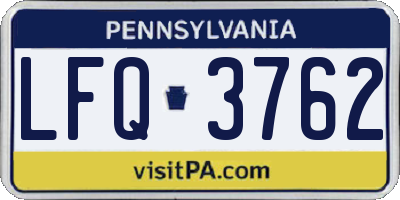 PA license plate LFQ3762