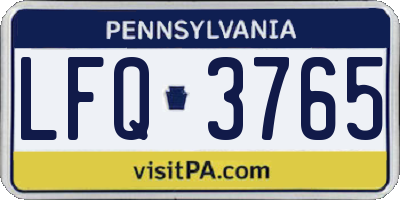 PA license plate LFQ3765