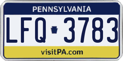 PA license plate LFQ3783