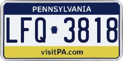 PA license plate LFQ3818