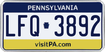 PA license plate LFQ3892