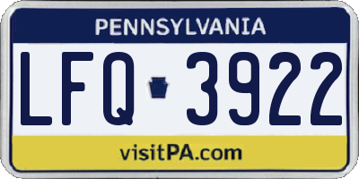 PA license plate LFQ3922